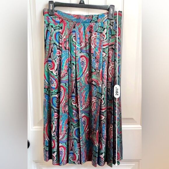 90s Pendleton Sophisticates VINTAGE Midi Skirt Paisley Pattern Pleats size Small - Picture 4 of 5